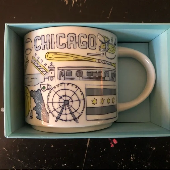 Starbucks Chicago Mug with Blue and Yellow Design - Picture 1 of 1